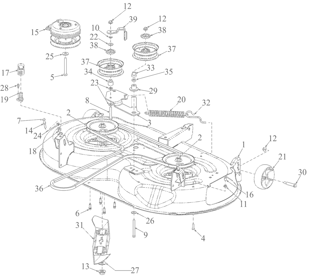 Deck Diagram and Parts List for 17ADFACTA07 2024 Yard Machines Lawn Tractor